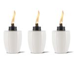 TIKI Brand Herringbone White Glass Tabletop Torch (Set of 3)