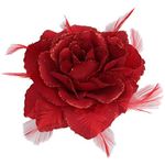 Red Rose Hair Clip Large Rose Fascinator Flower Hair Clip Red Hair Accessories Clips Elastic Wedding Hair Flower, 1pc