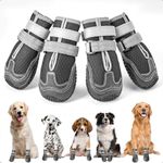 OHCOZZY Dog Shoes with Breathable Mesh, Anti-Slip Dog Boots with Reflective Straps, Wear-resistant Rubber Sole Dogs Paw Protector for Small Medium Large Dogs 4 Pcs(L,Black)