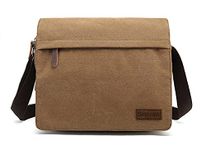 Sechunk Small Vintage Canvas Messenger Cross body bag Shoulder bag, L_coffee, L