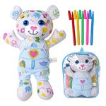 DRAWMYTOY Coloring Plush Toy with 5 Washable Markers for Little Girls Doodle Dolls for Kids Ages 4-6 Birthday (Pants Bear)