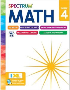 Spectrum 4th Grade Math Workbooks, Mathematics Activity Book for Kids Ages 9-10, Geometry, Fractions, Decimals, Algebra Prep, Multiplication, Division, and More, Classroom and Homeschool Curriculum
