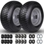 11x4.00-5" Lawn Mower Tires, 11x4-5" Flat Free Tires and Wheel, Zero Turn Front Tires, with 3/4" & 5/8" & 1/2" Bearings, 3.4"-5.9" Centered Hub, 11x400-5 Solid Tires, 2 Pcs