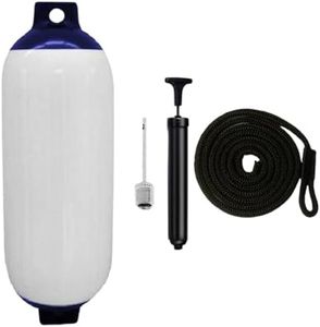 Colaxi Boat Fenders Boat Fenders Bumpers Come with Ropes Needle and Pump to Inflate 40cmx11cm Boat Accessory for Yachts Boats, White Rope