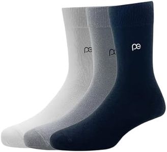 Peter England Mens Cotton Full Length Socks (Pack of 3) White, Light Grey, Black