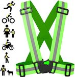 Serveuttam® Reflective Jacket for Cycling and Running - Reflective Vest Belt Strip for Night Safety | Construction, Traffic, Cycling, Ramp Vests High Visibility for Men Women(Multicolor) (Green)