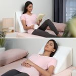 UrbanBed Orthopaedic Wedge Pillow with Latex Foam for Back Support, Acid Reflux, Lounging, Leg Elevation Bed Wedge Cushion with Anti-Bacterial Ultrafresh Cover in Standard Size(18x17.5x9.5)Pearl White