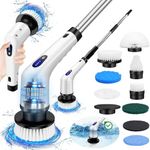 Electric Spin Scrubber, Cordless Cleaning Brush with 9 Replaceable Brush Heads，Dual Speed Power Scrubber with Adjustable Extension Handle for Bathroom, Floor, Kitchen, Car, Tile, Wall, Tub