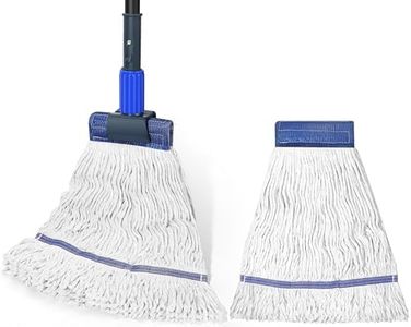 Heavy Duty Commercial Mop Industrial Cotton Mop with Extra Replacement Mop Head,Looped-End String Wet Mop for Floor Cleaning, Long Handle Janitorial Mop for Home,Garage,Office,Workshop, Warehouse