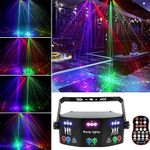 15 Eyes Disco Ball Party Lights, DMX Control Dj Strobe Light 125 Patterns Sound Activated Disco Stage Lights Wide Coverage RGB Effect Lighting with Remote Control for Party Show Karaoke KTV