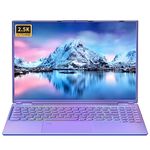 Fsjun 16" Purple Laptop, Ultra-narrow bezels 2.5K QFH(2560x1600) IPS, Celeron N5095, 16GB RAM 1TB SSD, Color Backlit KB, Fingerprint, Type-C/HDMI/WiFi/HDD Expand, Win11 Pro notebook PC for Student