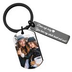 Personalized Drive Safe Keychain, Custom Couple Photo Keychain Gift, Custom Special Date keychain, Free Engraved KeyChain. (H-Color Printing-black)