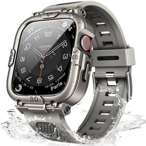 Mosonio Sport Rugged Case with Band for Apple Watch Band 40mm, Waterproof Band wth 360°Protective Cover and Tough Black Bumper for iwatch Series 6 5 4 SE SE2 Men (Titanium Grey,40mm)