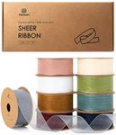Vitalizart Organza Ribbon Mixed 9 Colours 1'' x 90YD, Sheer Ribbon for Crafting 9 Rolls*10YD, Wide Fabric Ribbon, Ribbon for Gift Wrapping, Christmas Tree, Crafting, Bows, Wedding Invitations