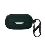 kwmobile Silicone Cover Compatible with JBL Wave Flex - Case Cover Stick-On Skin with Clip - Dark Green