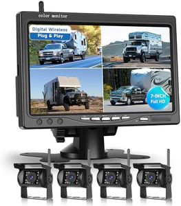 Wireless Reversing Camera Kit, Hodozzy Backup Camera with 7 Inch 1080P IPS Monitor 4 Cameras, Support DIY Parking Line BSD Image Flip IR Night Vision Waterproof Rear View Camera