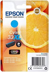 Epson Claria Premium 33 - Cartucho de tinta cian XL 8,9 ml válido para los modelos Expression Premium XP-540, XP-630, XP-645, XP-830, XP-900 y otros, Ya disponible en Amazon Dash Replenishment