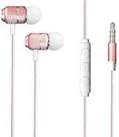 KP TECHNOLOGY Earphones for Samsung Galaxy A15 / A14 / Galaxy A13 / Galaxy A12 - Earphone Headphone Earbud Noise Isolating Headphones With 3.5mm Jack [Remote & Microphone] Stereo Sound (ROSE GOLD)