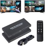 HDMI Quad MultiViewer 8x1, Seamless Switcher 8 in 1 Out with IR Remote Control, Support 1080p 4K@30Hz and 6 Viewing Modes