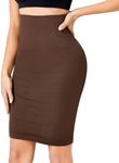 Gotoly Women's Half Slips Shapewear Skirt Tummy Control High Waist Seamless Shapewear Half Skirt With Built In Thong(Brown,Large)