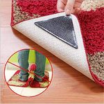 Kthree Trade Ruggies Rug Carpet Mat Useful Tidy Anti Skid Reusable Silicone Non-Slip Corners Grip -4 Pieces (Black)