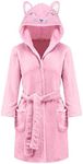 V.&GRIN Girls Fleece Robe, Unicorn Cat Hooded Plush Soft Bathrobe Gifts for Girls 3-14 Years(Cat 7-8)