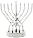 The Dreidel Company Hanukkah Silver Contemporary Designed Menorah, LED Electric, Battery Powered