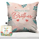 Jhingalala World's Best Brother Printed Cushion with Filler and Greeting Card | Gift for Brother, Birthday Gift for Brother, Raksha Bandhan Gift for Brother