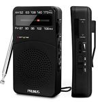 PRUNUS J-166 Portable Radio Battery Operated, AM FM Radio Pocket, Small Radio Transistor with Tuning Light, Back Clip, Excellent Reception for Outdoor & Indoor & Emergencies