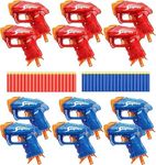 Banvih 12 Small Gun Set for Nerf Party Supplies and Favors, for Boys' Birthday Bulk Nerf War Party Pack Bundle, Equipped with 12 Mini Pistol Blaster and 40 Foam Darts - for Kids, Teens, Adults