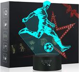 3D Football Gifts for Boys Kids, Visual Illusion Lamp, Play Football 7 Color Changing Night Lights for Home Decor Bedroom Acrylic LED Art