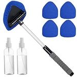 Car Windshield Cleaner Brush, 18.5inch Extendable Windshield Cleaning Tool with 5 Reusable and Washable Pads, 180° Rotating Head Telescopic Anti-Fog Auto Window Cleaning Kit for SUV RV Truck (Blue)