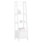 SoBuy FRG116-K-W,Storage Display Shelving,Ladder Shelf,Bookcase with Drawer and 4 Shelves,White