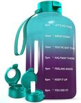 AQUAFIT 128 oz Plastic Water Bottle With Straw - Motivational Gym Water Bottle