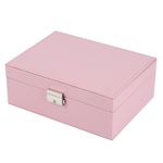 ketmart Jewelry Box Organizer for Women Girls,Large PU Leather Jewellery Storage Case with 2 Layers Display Holder & Removeable Tray for Earrings Rings Necklaces Bracelets(Color- Pink)