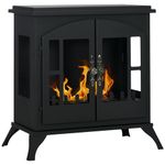 HOMCOM Freestanding Ethanol Fireplace Stove, Bioethanol Fire with Stainless Steel Flame Snuffer, 0.9L Tank, 3 Hours Burning Time for Indoor, Black