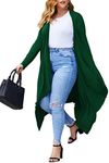 IN'VOLAND Women's Plus Size Cardigan Long Sleeve Open Front Drape Cardigans Lightweight Long Duster Green