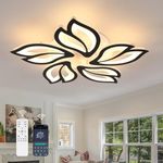 Modern Dimmable LED Chandelier, Creative 5-Head Petals LED Ceiling Lamp with Remote Control, 45W Metal Acrylic Ceiling Chandelier Lighting Fixture for Living Room Bedroom Children's Room