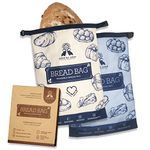 GRIN BY GRIN- 2 Packs Bread Bags to Keep Bread Fresh, Reusable Zipper Bread Bags for Homemade Bread Loaf, Freezer Bread Storage Bag, Bread Container, Fresh Keeping Extra Large Linen Bread Bags, Reusable Food Storage Bag