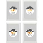 A4 Picture Frames Versatile, Pack of 4, White, Photo Frame 21 x 30 cm Display, Landscape or Portrait Orientation, Wall-Mount