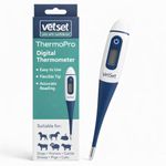 VetSet Digital Vet Thermometer for Pet, Equine & Livestock Animals | Veterinary Thermometer for Horses, Dogs, Cats & Cattle | Flexible Waterproof Tip | Fast 60 Sec Accurate Readings