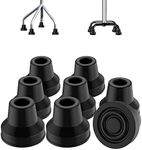 supregear 8pcs Quad Cane Tip 1/2 Inch, Non-Slip Rubber Cane Tip Extreme Grip Heavy Duty Cane Replacement Rubber Foot for Standard Walking and Standing Stick Accessory, Black