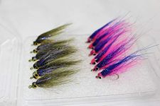 Tigofly 12 pcs Pink Olive UV Polar Fry Slowly Sinking Salmon Trout Steelhead Minnow Fly Fishing Flies Lures Fly Set-Size #8 (Assorted Each 6 pcs)