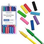 OSteed 50 Pcs Foam Pencil Grips of 11 Rings for Kids Handwriting without Tears, Classroom Essentials, 10 Colours Pencil Holders for Adults Relieving Fingers Fatigue