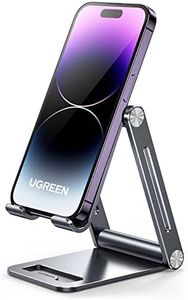UGREEN Soporte Móvil Mesa, Apoyo Teléfono Plegable Multiángulo, Soporte Teléfono Escritorio de Aluminio Compatible con iPhone 16 Plus Pro MAX, Galaxy S22, Xiaomi Redmi Note 11 Pro/10 Plata