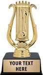 Crown Awards Music Lyre Trophy, 6" Gold Music Lyre Custom Trophy with Engraving On Contemporary Base