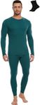MERINNOVATION Merino Wool Base Layer Set for Men 100% Merino Wool Thermal Underwear Long Sleeve and Bottom Green 250 S