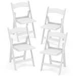 TANGZON 4 Pack Resin Folding Chairs, 500KG Capacity Foldable Dining Chairs with Padded Seat & Backrest, Indoor Outdoor Portable Easy Storage Guest Seats for Home Office Garden Events Party Wedding