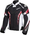 Scoyco Mesh Motorcycle Jacket Motorbike Riding CE Armored Wear-Resistant Jacket Breathable Protective Gear For Men 4-Season, Red, X-Large