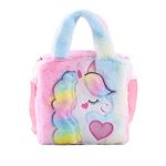 Blue Square Unicorn Bag, Side and Sling bag for all Age Group, Soft Fur Bag, Soft Fluppy Fur Bag,CrossSide bag for girls (multicolour)